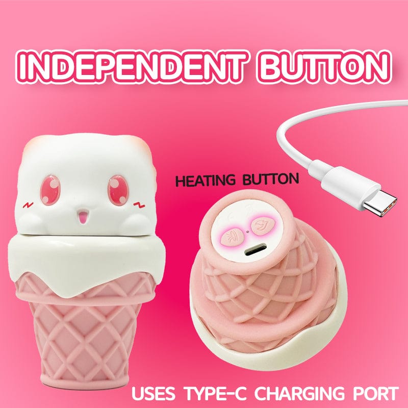 Peachy Bunny Ice Cream Cone Clitoral Suction Heating Vibrator - Lurevibe