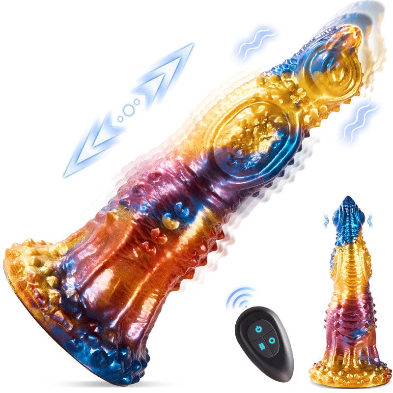 Colorful Golden Phoenix Electric Telescopic Vibrating Dildo With Remote Control - Lurevibe