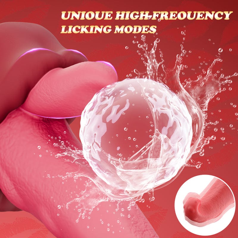 Realistic Tongue Thrusting Heating Fantasy Dildo With Suction Cup - Lurevibe