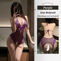 Sheer Lace Open-crotch Bodysuit - Lurevibe