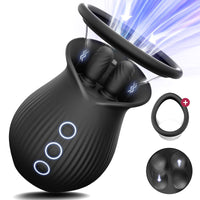 Lurevibe - Rose Romeo - 3in1 Rose Sex Toy with 2 Suction Cups, Adult Toys Female Clitoral Nipple Vibrators with 10 Licking Sucking Vibrating - Lurevibe