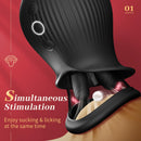 Lurevibe - Rose Romeo - 3in1 Rose Sex Toy with 2 Suction Cups, Adult Toys Female Clitoral Nipple Vibrators with 10 Licking Sucking Vibrating - Lurevibe