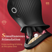 Lurevibe - Rose Romeo - 3in1 Rose Sex Toy with 2 Suction Cups, Adult Toys Female Clitoral Nipple Vibrators with 10 Licking Sucking Vibrating - Lurevibe