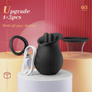 Lurevibe - Rose Romeo - 3in1 Rose Sex Toy with 2 Suction Cups, Adult Toys Female Clitoral Nipple Vibrators with 10 Licking Sucking Vibrating - Lurevibe