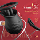 Lurevibe - Rose Romeo - 3in1 Rose Sex Toy with 2 Suction Cups, Adult Toys Female Clitoral Nipple Vibrators with 10 Licking Sucking Vibrating - Lurevibe