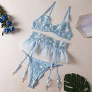 Three Piece Embroider Sexy Underwear Suit - Lurevibe