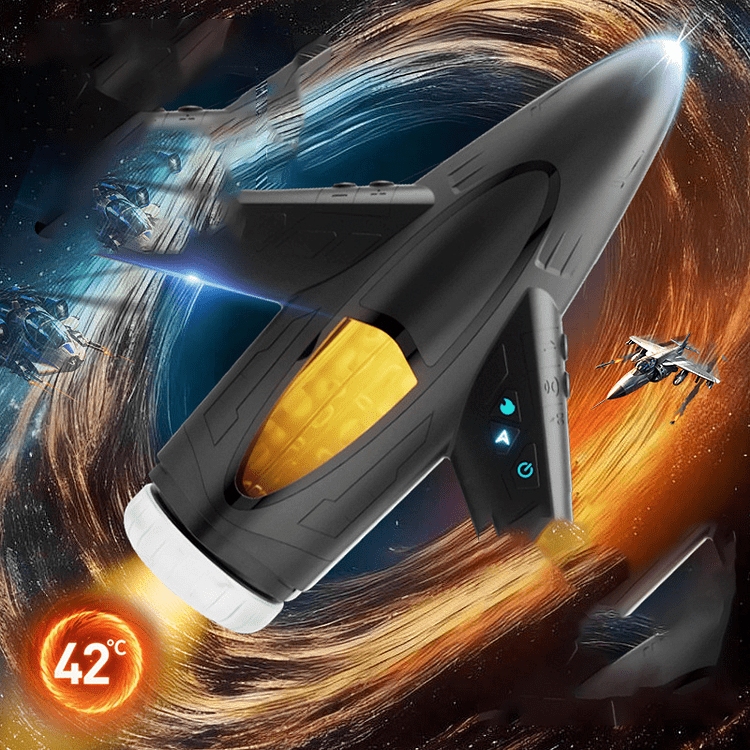 Jet Fighter Retractable Vibrating Heated Male Masturbator - Lurevibe