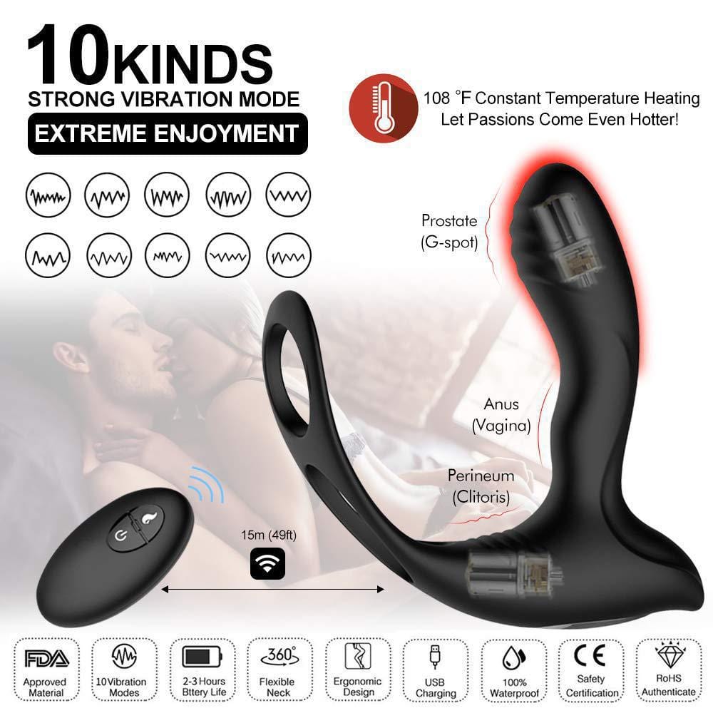 Prostate Massage Vibrator Anal Plug Wireless Control Delay Ejaculation Ring - Lurevibe