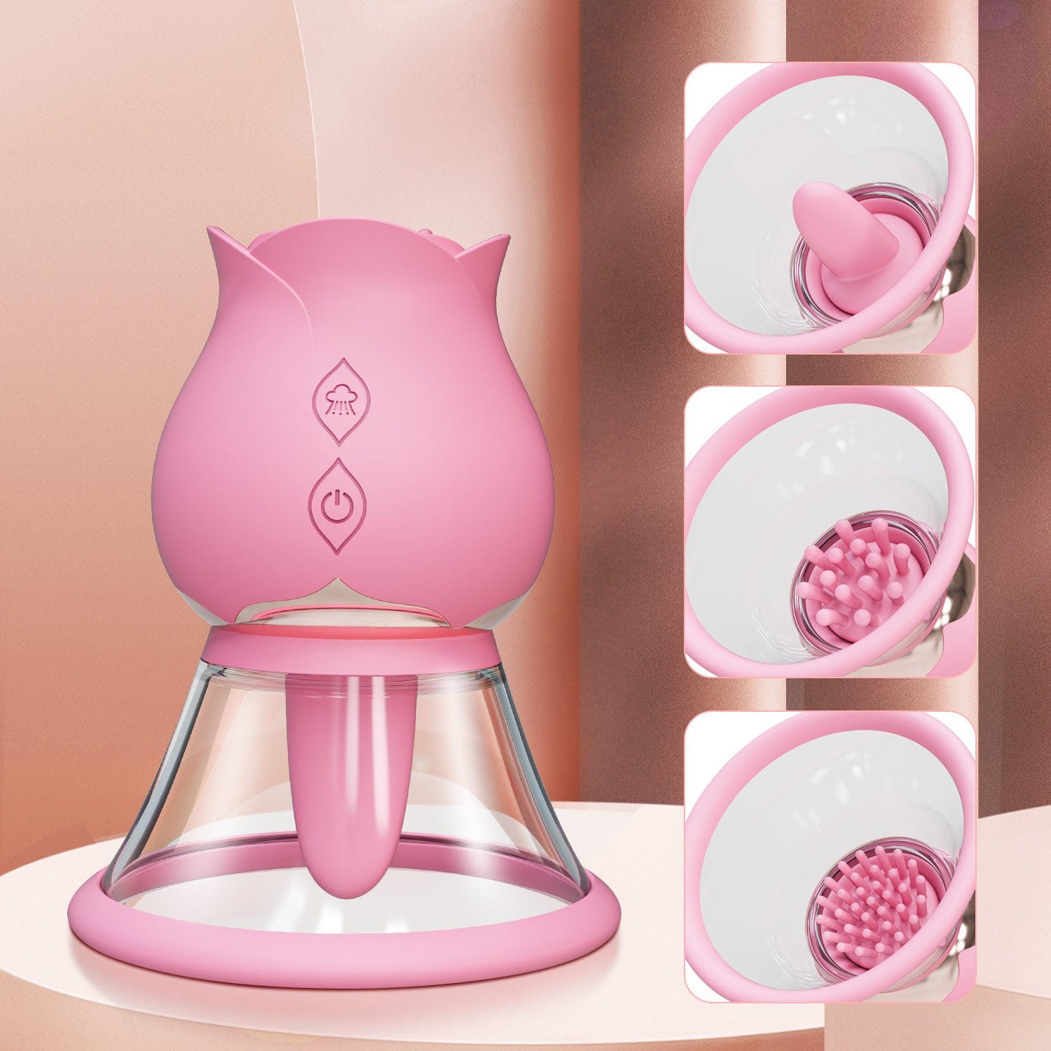 3 In 1 Rose Vacuum Sucking Nipple Clitoris Stimulator With 3 Heads - Lurevibe