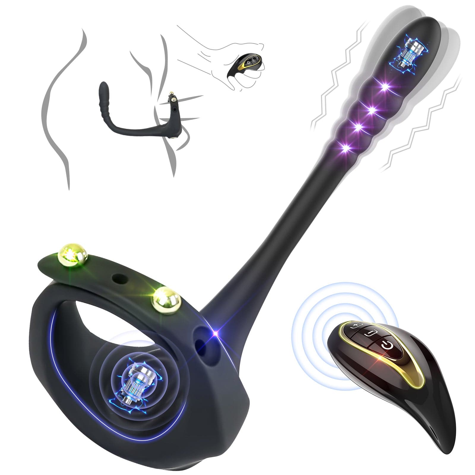 Wireless Remote Control Vibrating Penis Ring With Prostate Massager - Lurevibe
