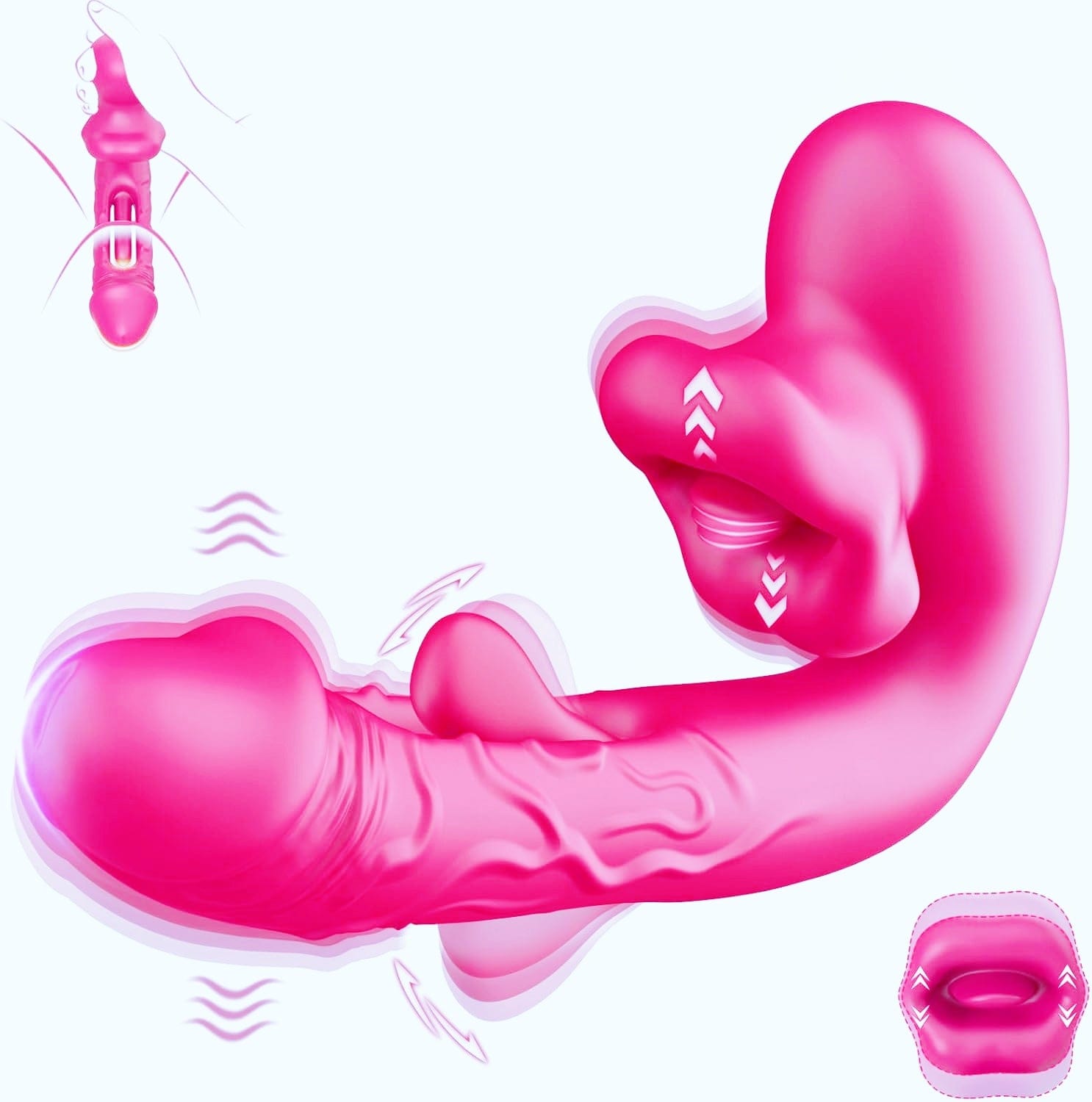 Rose Muncher 3-in-1 G Spot Vibrator Dildo with 10 Flapping & Vibrating & Licking Biting Modes - Lurevibe