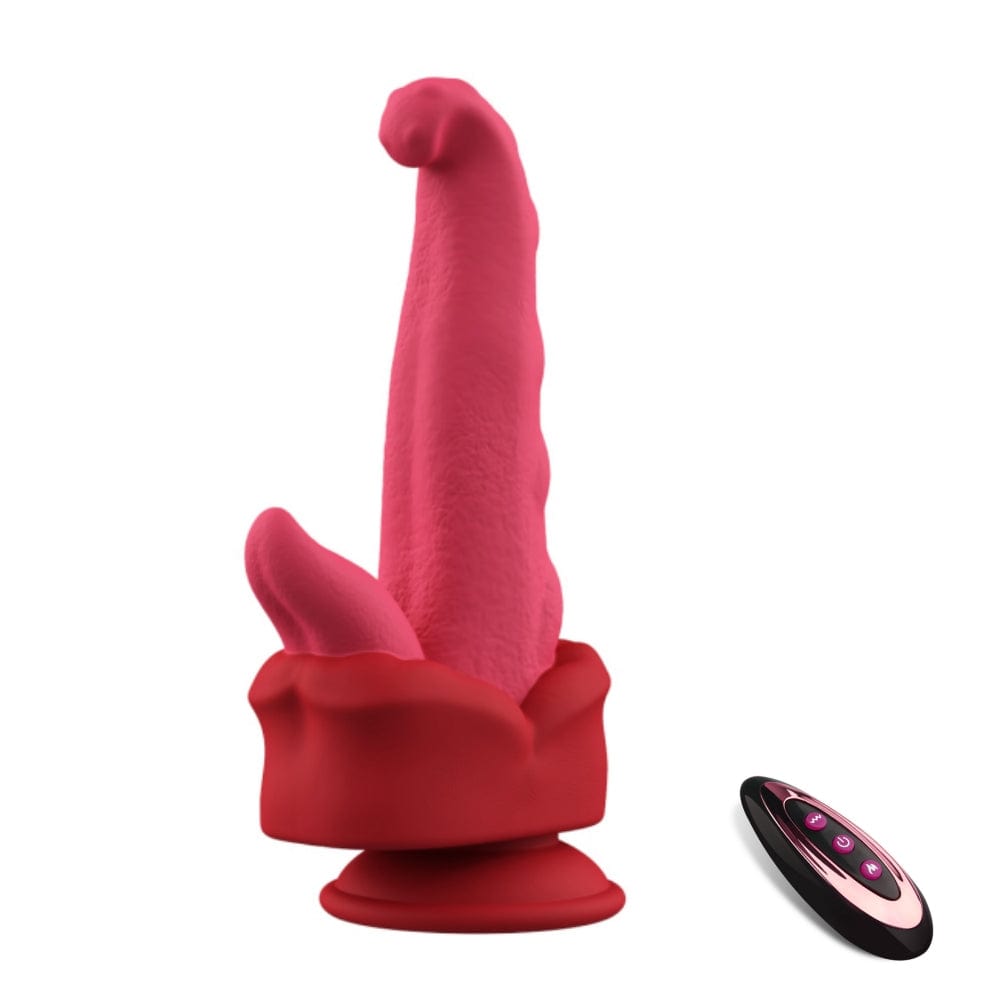 Realistic Tongue Thrusting Heating Fantasy Dildo With Suction Cup - Lurevibe