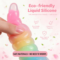 Rainbow Unicorn Spiral Tiered Liquid Silicone Dildo