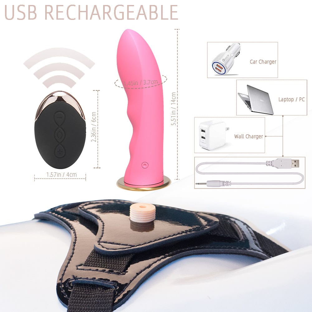 Wireless Remote USB Rechargeable Strap On Dildo - Lurevibe
