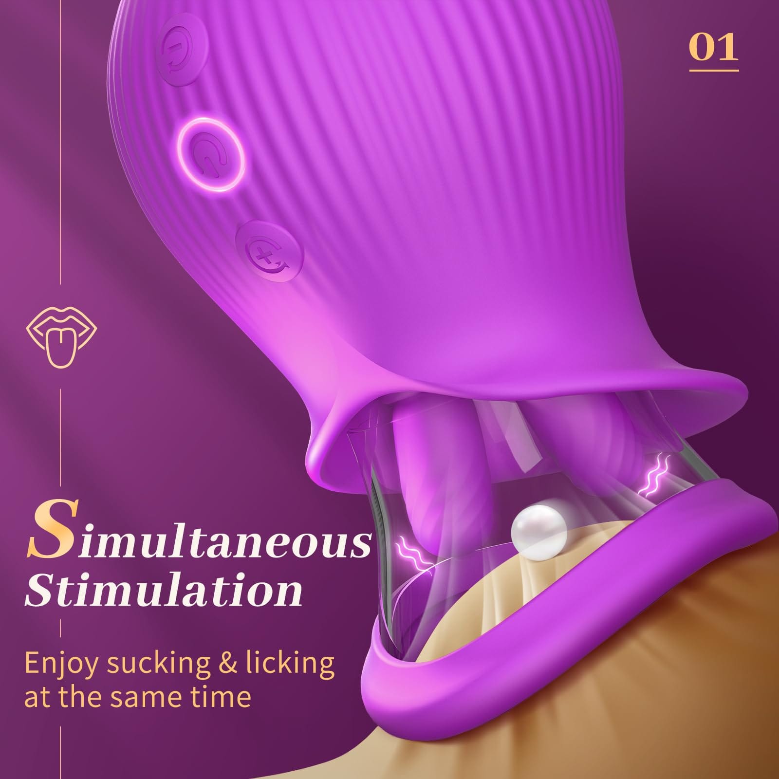 Lurevibe - Rose Romeo - 3in1 Rose Sex Toy with 2 Suction Cups, Adult Toys Female Clitoral Nipple Vibrators with 10 Licking Sucking Vibrating - Lurevibe