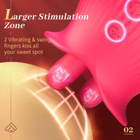 Lurevibe - Rose Romeo - 3in1 Rose Sex Toy with 2 Suction Cups, Adult Toys Female Clitoral Nipple Vibrators with 10 Licking Sucking Vibrating - Lurevibe