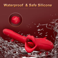 Lurevibe - Rose Muncher Lip Tongue Suction Vibrator With Patting Dildo Vibrator - Lurevibe
