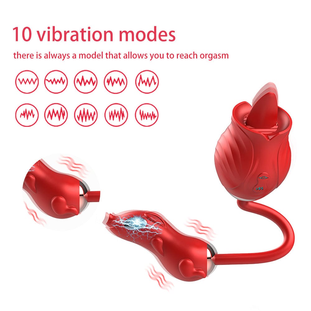 Lurevibe - New Rose Double Head Tongue Licking Vibration Jump Egg For Women - Lurevibe