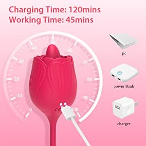 Lurevibe - Rose Female Tongue Licking Egg Jumping Telescopic Masturbation Device Double-headed Vibrating Sex Toy - Lurevibe