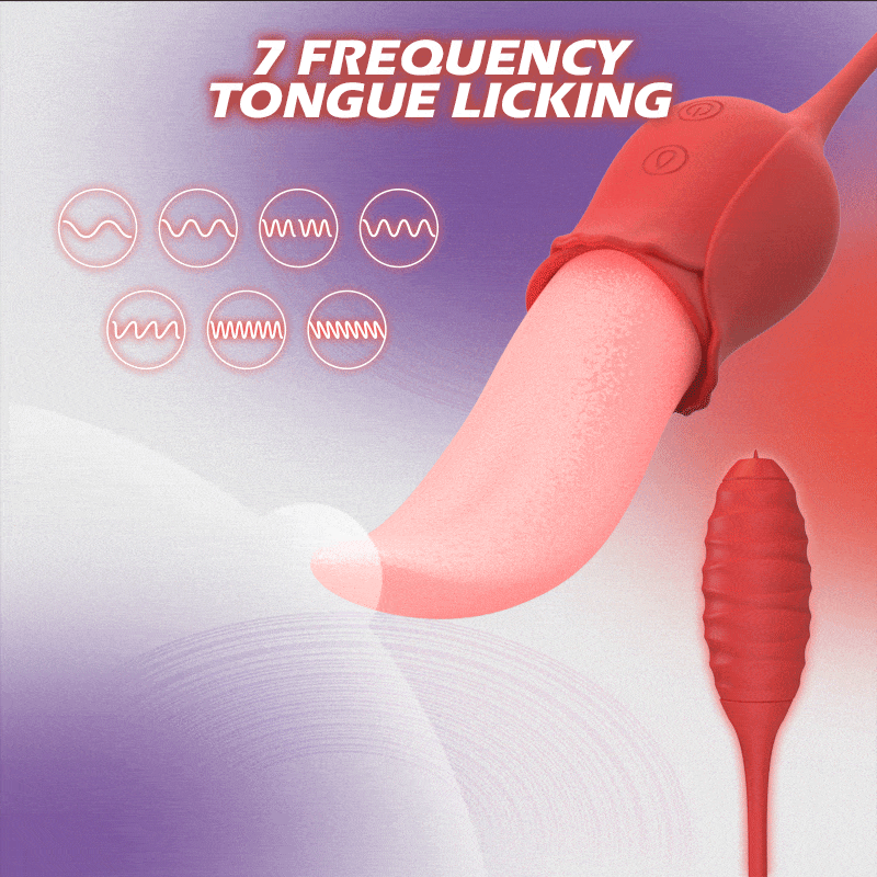 Lurevibe - Mia 2-in-1 Upgraded Tongue-licking Rose Toy With Licking Bullet Vibrator - Lurevibe
