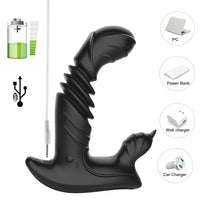 Lurevibe - Telescopic Prostate Massager For Men And Women Double Shock Masturbation G-spot Vestibule Anal Plug Sex Toy Wholesale - Lurevibe