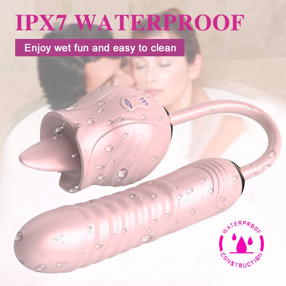 Lurevibe - New Rose Toy Warming G-spot Tongue Licking Vibrator - Lurevibe