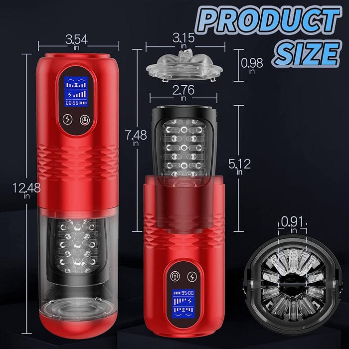 Lurevibe - Strong stimulation Innovative Motors Telescoping LCD Display Masturbator - Lurevibe
