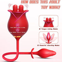 Lurevibe - Romeo Double-pistil Tongue-licking Rose Toy With Vibrating Anal Plug - Lurevibe