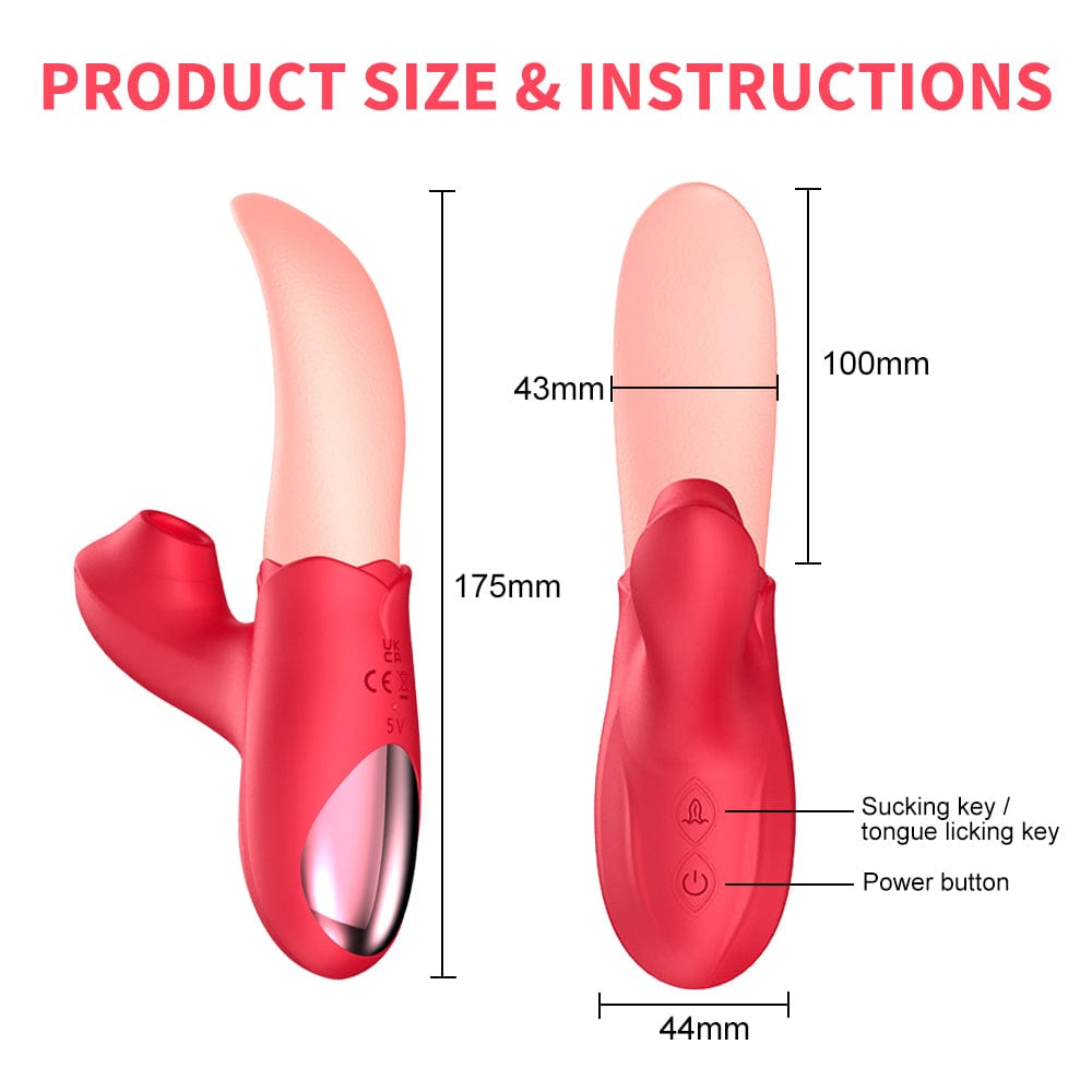 Lurevibe - Rose Generation Ⅱ Tongue Licking Vibrator Clit Sucking G Spot Stimulator Nipple Massager - Lurevibe