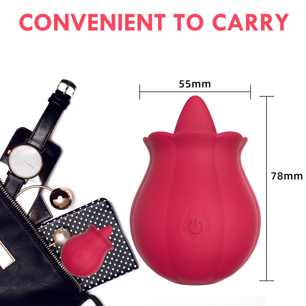Lurevibe -10 Speeds Vibrating Rose Shape Tongue Licking Vibrator For Women - Lurevibe