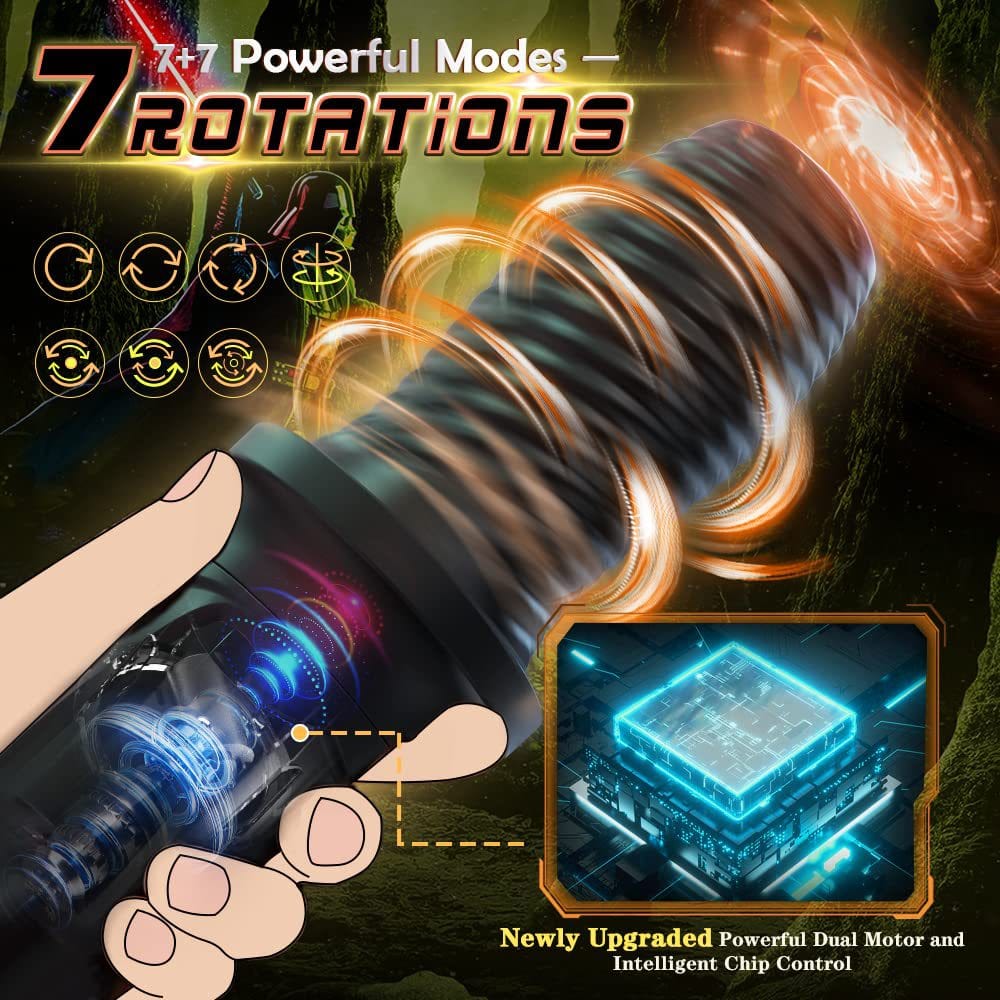 Lurevibe - Gawk Gawk Black (With Cover) Tivino Rotating Vibration Male Masturbation Cup - Lurevibe