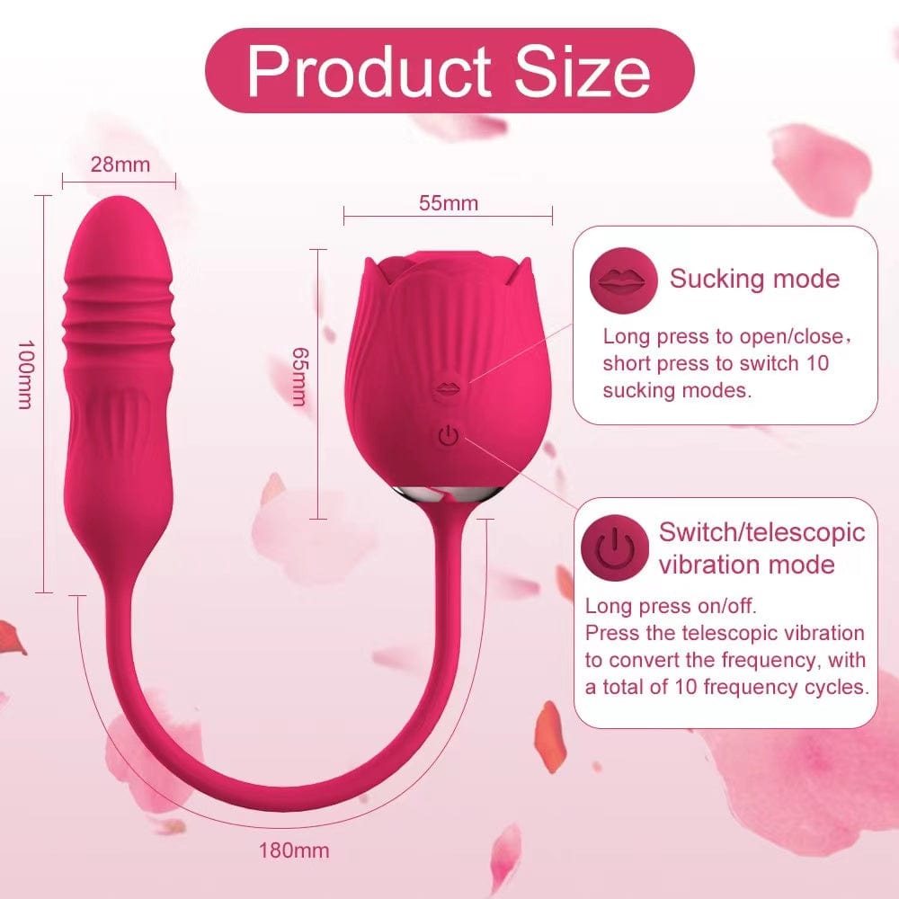 Lurevibe - Rose Toy Vibrator Female Telescopic Egg Jumping Tongue Licker Sex Toys - Lurevibe