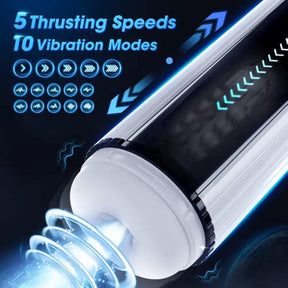 Lurevibe - Fantasy Aircraft Cup Men's Fully Automatic Telescopic Warming Pronunciation Electric Masturator - Lurevibe