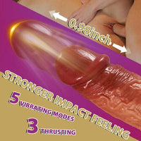 Lurevibe - 3-in-1 Thrusting 5 Vibrations 42 ℃ Heating Realistic Non-sticky Blush Dildo 9 Inch - Lurevibe