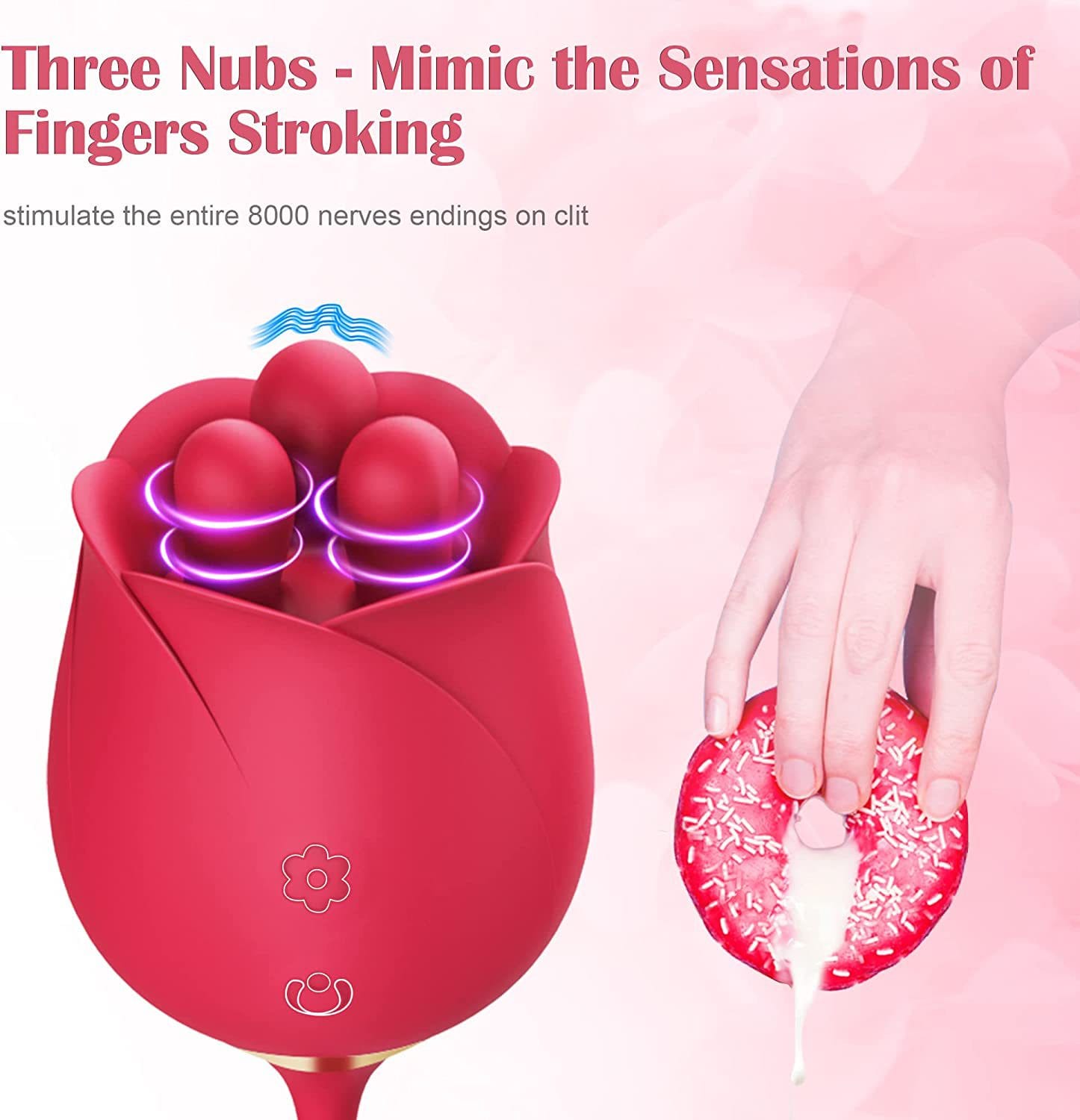 Lurevibe - S475-7 4-in-1 Three Pistils Rose Toy With Telescopic Egg - Lurevibe