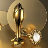 Lurevibe - Pearl Rose Anal Plug Gold Stainless Steel For Male And Female Anal Expansion - Lurevibe