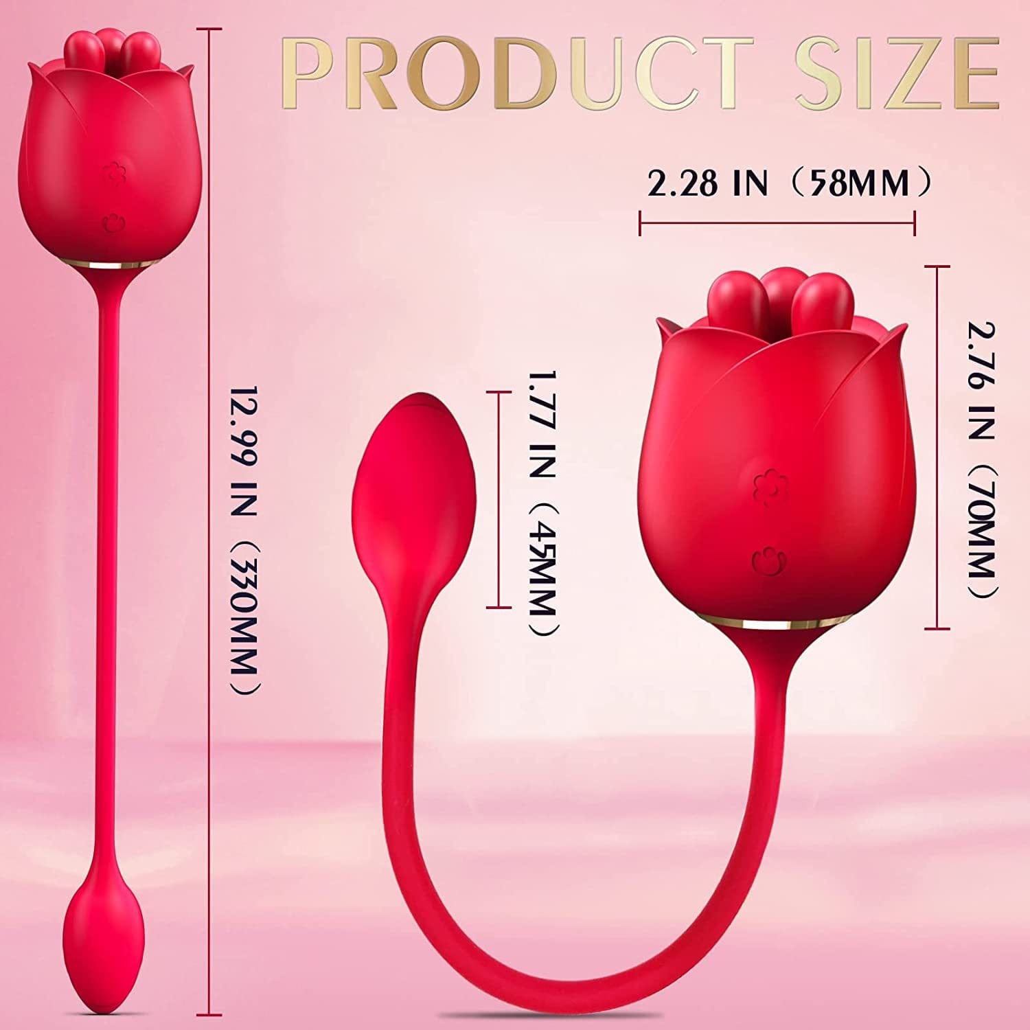 Lurevibe - S475-3 Three Pistils Rose Toy With Vibrating Bud - Lurevibe
