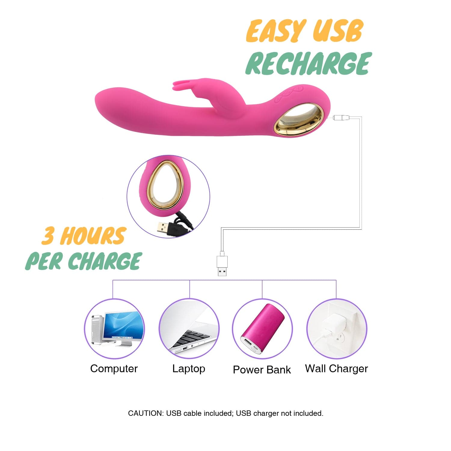Lurevibe - Rabbit Vibrator 42 ℃ Heating Stick Masturbation Waterproof Multi-frequency Vibration - Lurevibe