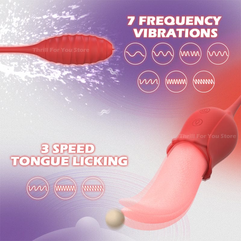 Lurevibe - Mia 2-in-1 Upgraded Tongue-licking Rose Toy With Licking Bullet Vibrator - Lurevibe