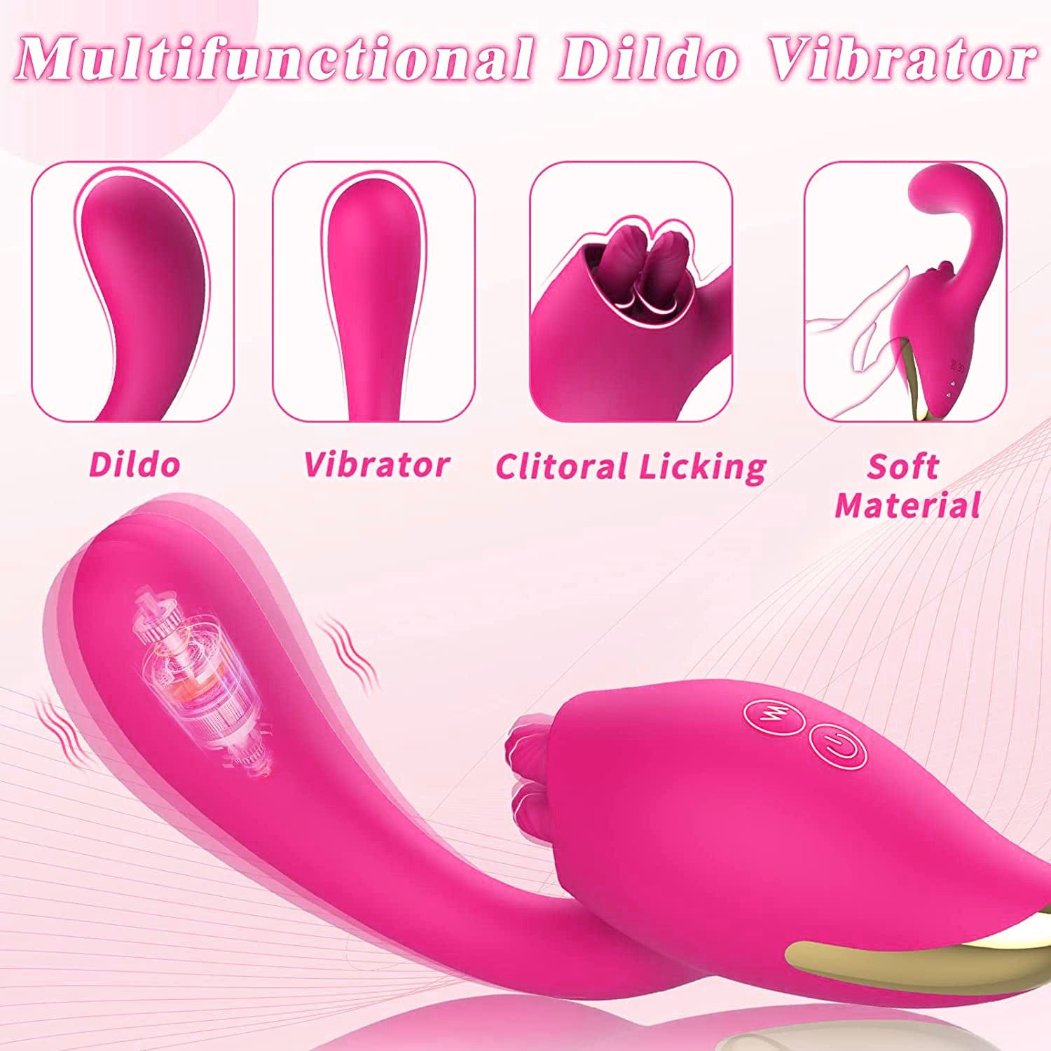 Lurevibe - Merlot 2-in-1 Tongue-licking Dildo Vibrator - Lurevibe