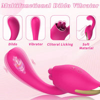 Lurevibe - Merlot 2-in-1 Tongue-licking Dildo Vibrator - Lurevibe