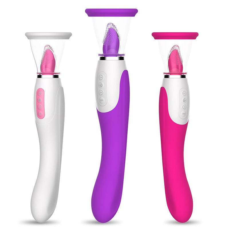 Lurevibe - Hard Rock Vibrating Rod Female Masturbator Vibrating Av Bead Rotating Rod Automatic Heating Sucking Tongue Licker Pluggable Device - Lurevibe