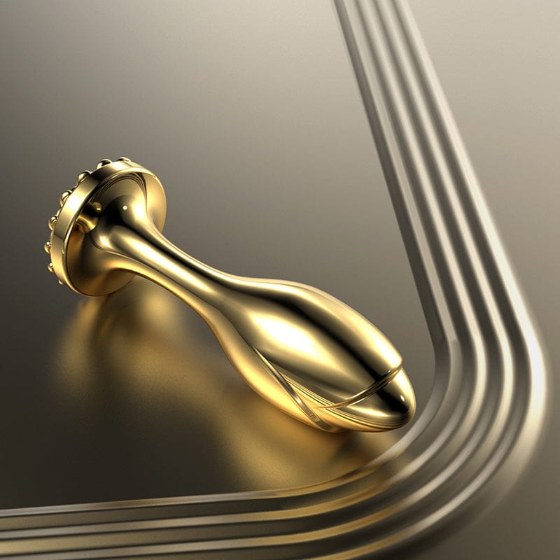 Lurevibe - Pearl Rose Anal Plug Gold Stainless Steel For Male And Female Anal Expansion - Lurevibe