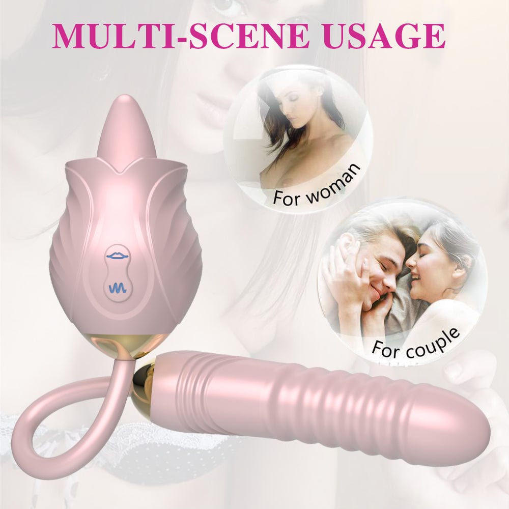 Lurevibe - New Rose Toy Warming G-spot Tongue Licking Vibrator - Lurevibe