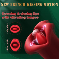Lurevibe - Rose Muncher Vibrator With Stick 10 Vibration Modes And 10 French Kissing Modes - Lurevibe