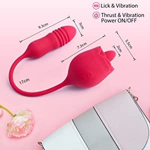 Lurevibe - Rose Female Tongue Licking Egg Jumping Telescopic Masturbation Device Double-headed Vibrating Sex Toy - Lurevibe