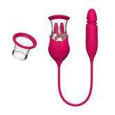 Lurevibe - Rose Sex Toy 4 In1 Tongue Licking Thrusting G Spot Vibrator Clitoral Nipple Sucker Pump Stimulator - Lurevibe