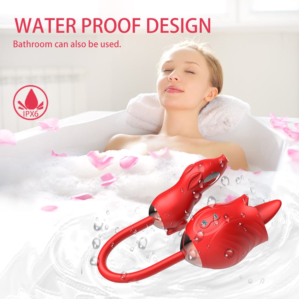 Lurevibe - New Rose Double Head Tongue Licking Vibration Jump Egg For Women - Lurevibe