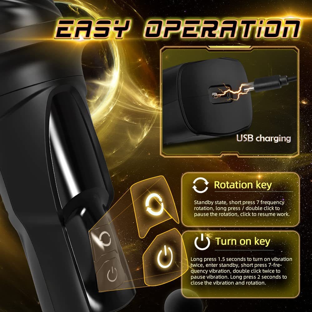 Lurevibe - Gawk Gawk Black (With Cover) Tivino Rotating Vibration Male Masturbation Cup - Lurevibe