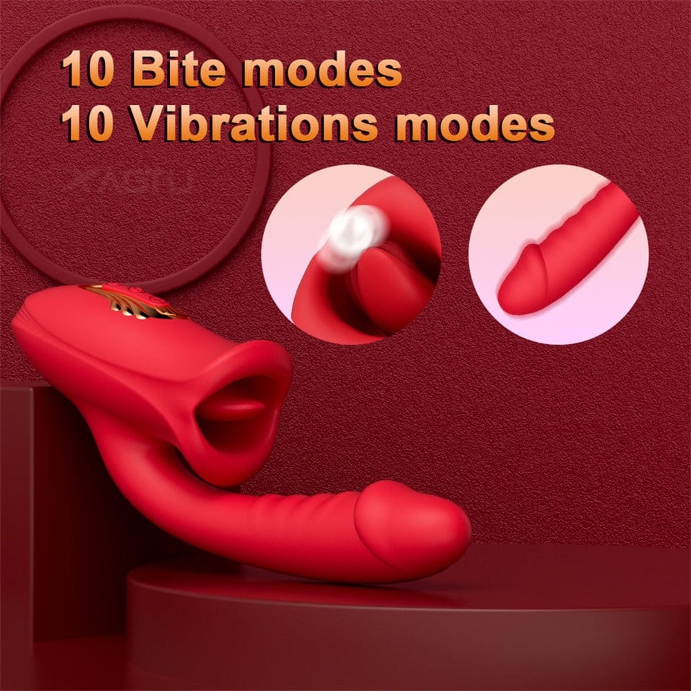 Lurevibe - Rose Muncher Mouth Shaped Lip Biting Vibrator With G Spot Vibrator - Lurevibe